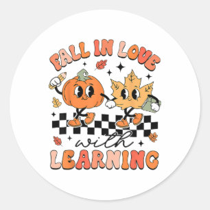 Halloween Fall In Love With Learning Thanksgiving  Classic Round Sticker