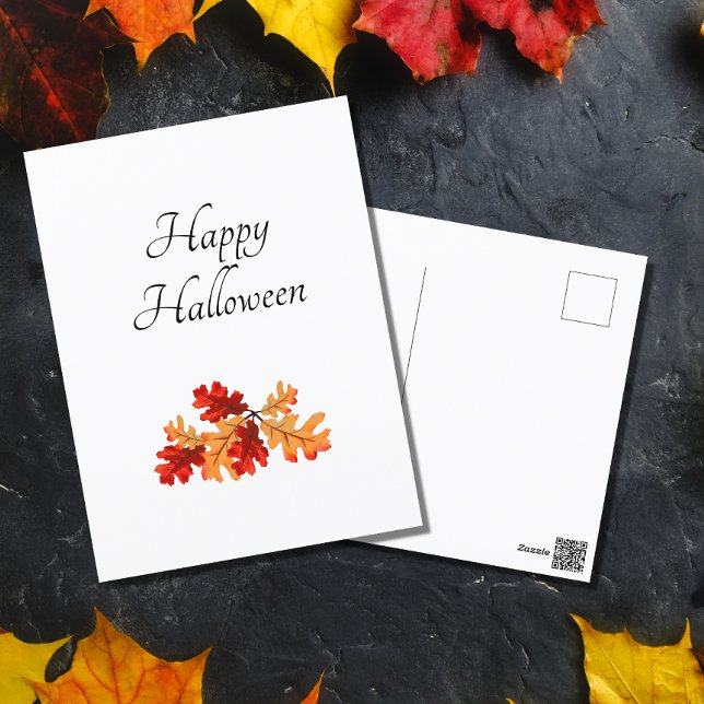 Halloween Fall Leaves Elegant Typography   Postcard (Creator Uploaded)