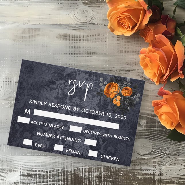 Halloween Fall October Orange Rose RSVP Card (Creator Uploaded)