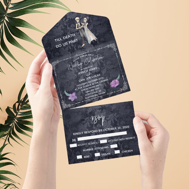 Halloween Fall October Skeleton Couple wedding All All In One Invitation (Creator Uploaded)
