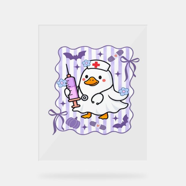 Halloween Fall Purple Coquette Goose Nurse Aesthet Acrylic Sign (Front)