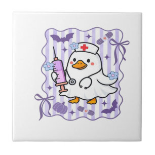 Halloween Fall Purple Coquette Goose Nurse Aesthet Ceramic Tile