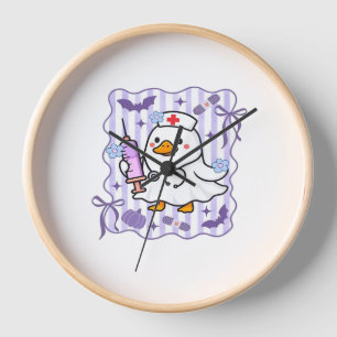 Halloween Fall Purple Coquette Goose Nurse Aesthet Clock