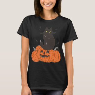 Halloween Fall Spooky Cat With Pumpkin T-Shirt