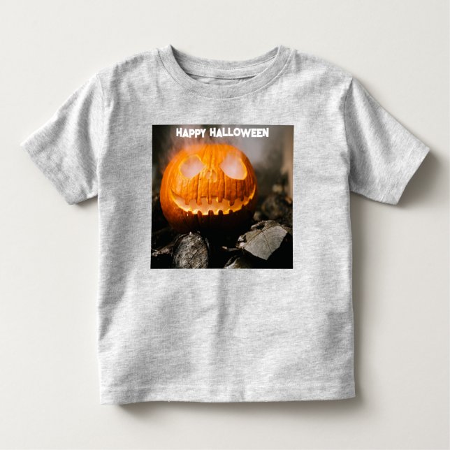Halloween Fall Spooky Orange Witch Pumpkin Cute Toddler T-Shirt (Front)