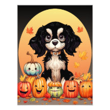 Halloween, Fall-Themed, Black and Tan Cavalier 