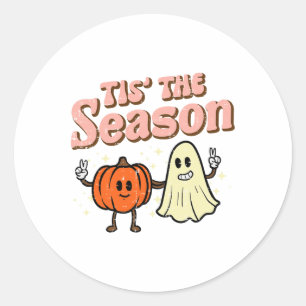 Halloween Fall Tis The Season Costume Women Girls Classic Round Sticker