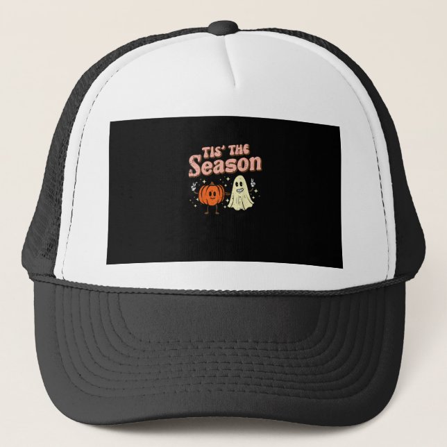 Halloween Fall Tis The Season Costume Women Girls  Trucker Hat (Front)