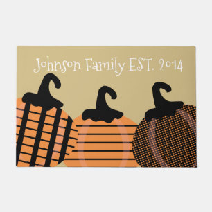Halloween Family Name Jumbo Patch Retro Pumpkins Doormat