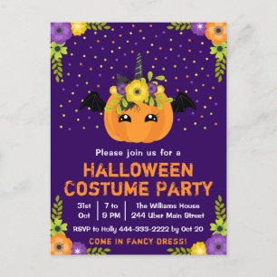Halloween Fancy Dress Costume Party Purple Postcar Postcard