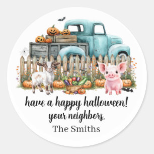 Halloween Farm Animals Blue Truck Stickers