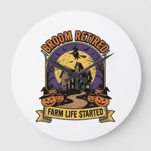 Halloween Farmer Shirt Spooky Haunted Farm Witch T Large Clock