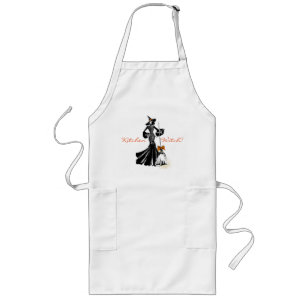halloween fashion illustration with a broom long apron