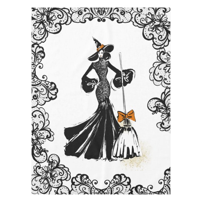 halloween fashion illustration with black lace tablecloth (Front)