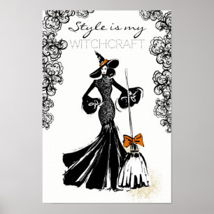 halloween fashionillustration with black lace poster
