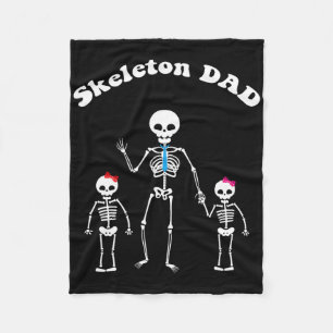 Halloween Father Skeleton Dad And Kids Fleece Blanket