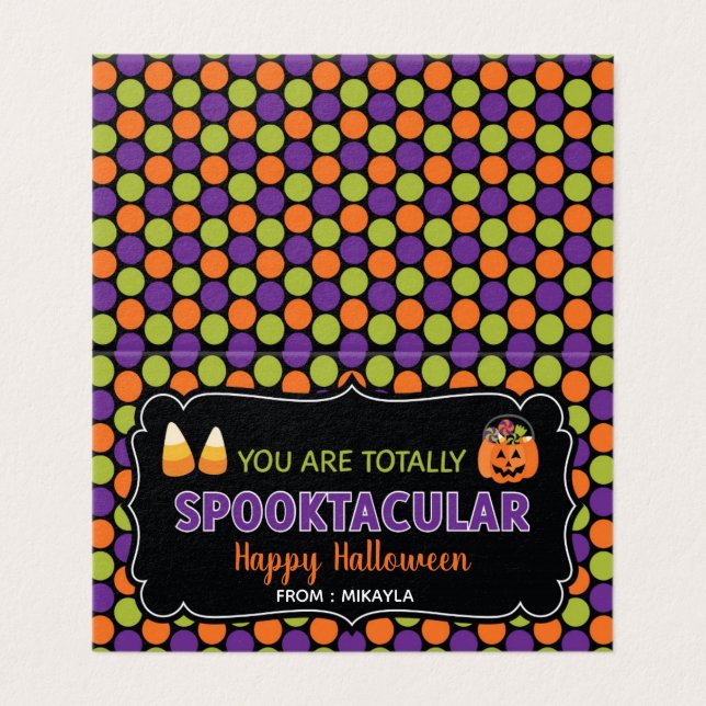 Halloween Favor Bag Topper with Editable Name Business Card (Outside Unfolded)