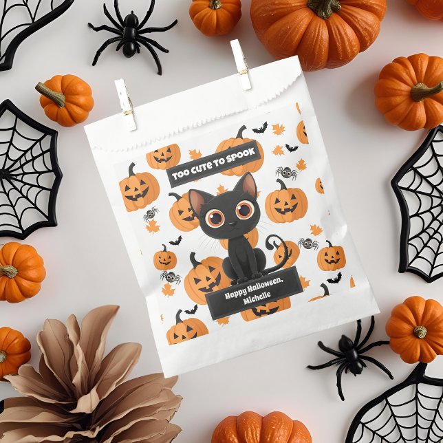 Halloween Favour Bag – Cute Black Cat Personalised (Creator Uploaded)