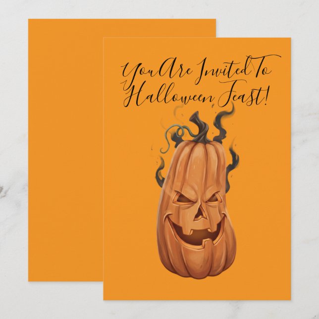 Halloween Feast Jack-o-Lantern Invitation (Front/Back)