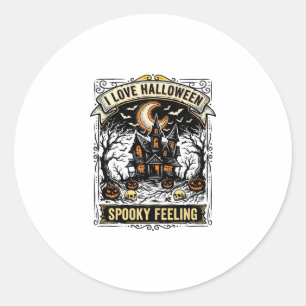 Halloween Feeling Shirt Vintage Haunted House Desi Classic Round Sticker