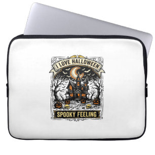 Halloween Feeling Shirt Vintage Haunted House Desi Laptop Sleeve