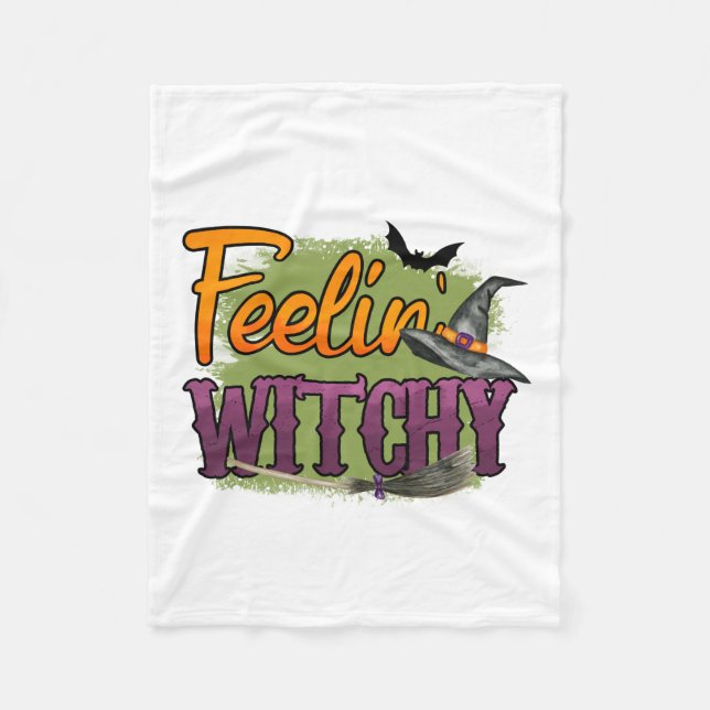 Halloween Feeling Witchy Birthday Fleece Blanket (Front)