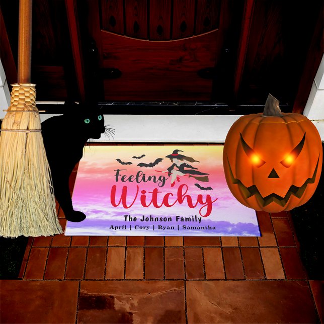 Halloween Feeling Witchy Witch Pink Purple Sky Doormat (Halloween Feeling Witchy Witch Pink Purple Sky Doormat)