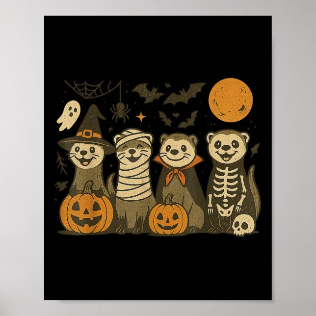 Halloween Ferret Costumes Ghost Witch Mummy Men Wo Poster (Front)