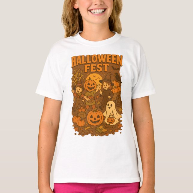 Halloween Fest Autumn Falls Retro Unisex Clothes T-Shirt (Front)