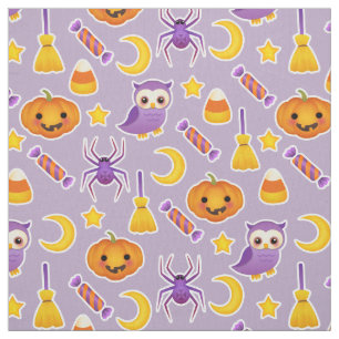 Halloween Festive Pattern Purple Background Fabric