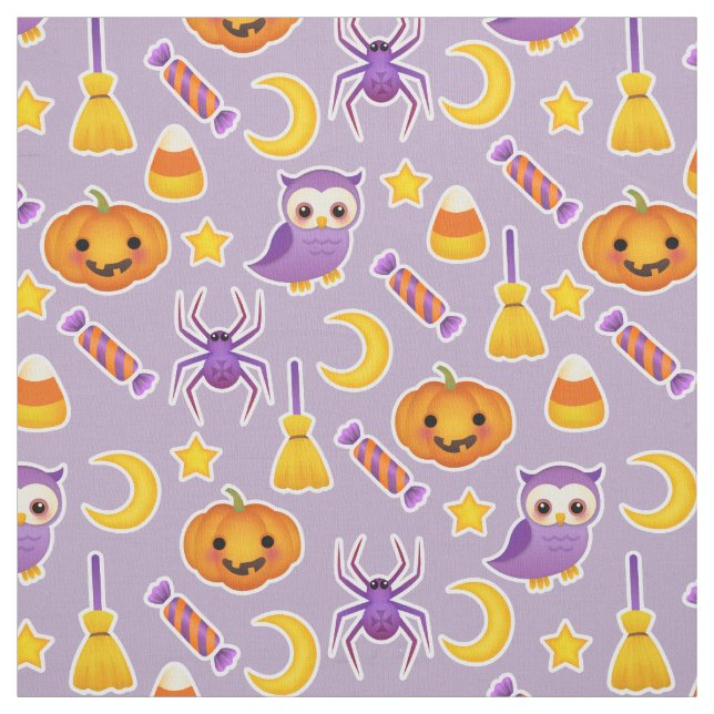 Halloween Festive Pattern Purple Background Fabric (Swatch)