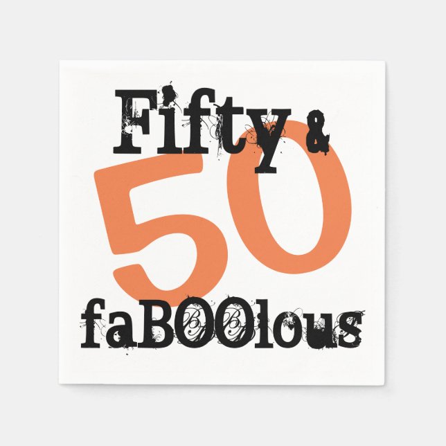 Halloween Fifty Fabulous 50th Birthday Party Napkin (Front)