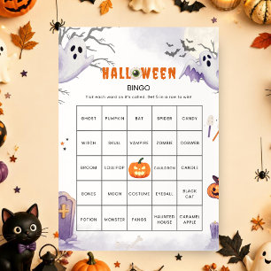 Halloween FilledBingo Game   Spooky Party Activity Invitation