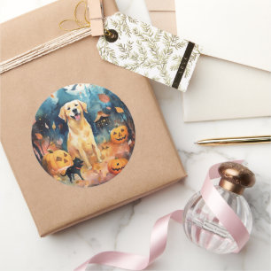 Halloween Finnish Lappund With Pumpkins Scary  Classic Round Sticker