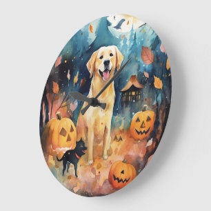 Halloween Finnish Lappund With Pumpkins Scary  Large Clock