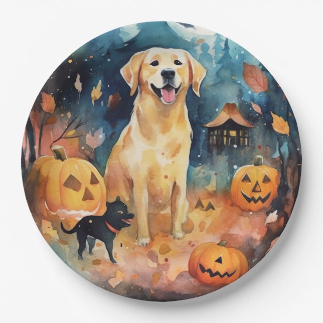 Halloween Finnish Lappund With Pumpkins Scary  Paper Plate (Front)