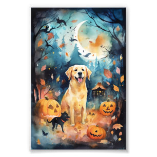 Halloween Finnish Lappund With Pumpkins Scary Photo Print