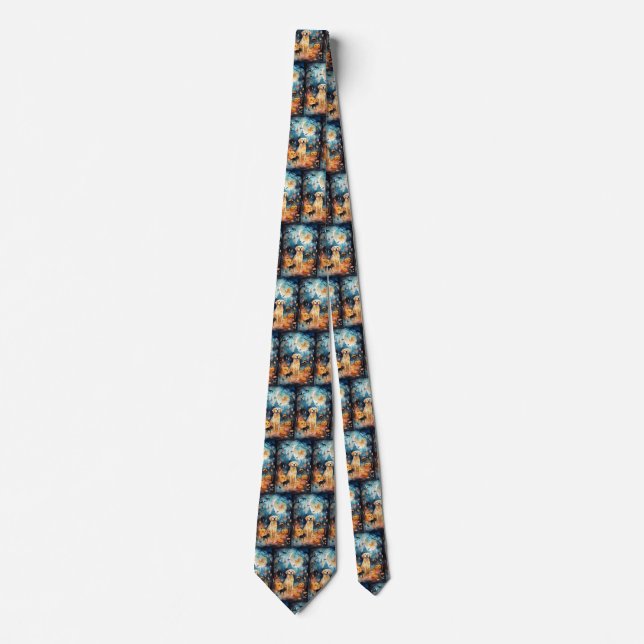 Halloween Finnish Lappund With Pumpkins Scary  Tie (Front)