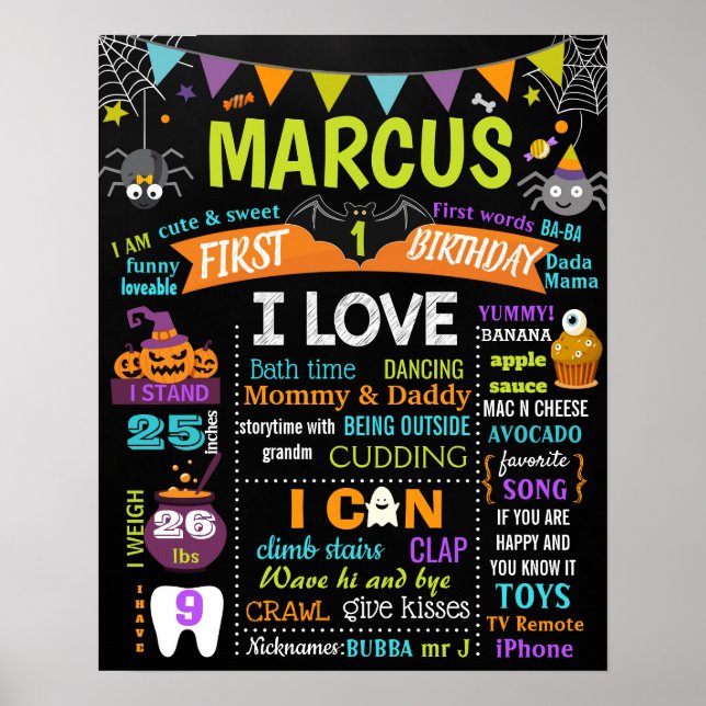 Halloween First Birthday chalkboard sign (Front)