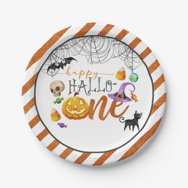 Halloween First Birthday Party Plate (Front)