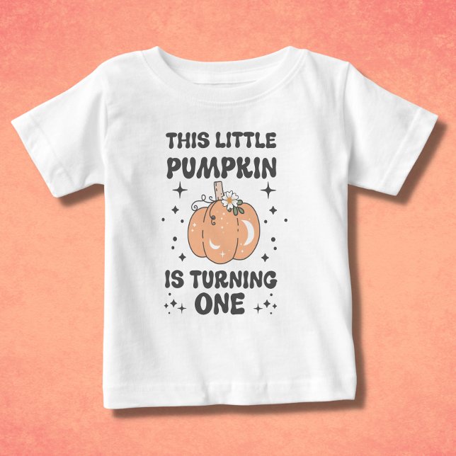 Halloween First Birthday Retro Pumpkin Baby T-Shirt (A cute pumpkin tshirt for your little pumpkin's first birthday)