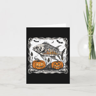 Halloween Fish Skeleton Funny Spooky Fish Bone Gra Card