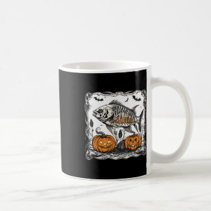 Halloween Fish Skeleton Funny Spooky Fish Bone Gra Coffee Mug