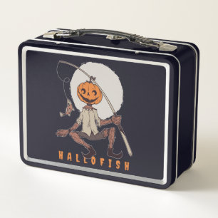 Halloween Fisherman, Pumpkin Fishing Lover Metal Lunch Box