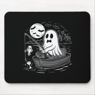 Halloween Fishing Shirt Spooky Ghost Fisherman Fis Mouse Pad