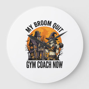 Halloween Fitness Trainer Witch Pumpkin Workout Gr Large Clock