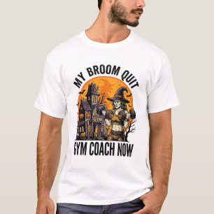 Halloween Fitness Trainer Witch Pumpkin Workout Gr T-Shirt