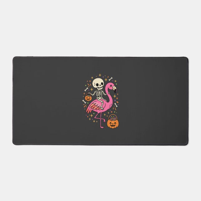 Halloween Flamingo Skeleton Candy Bucket Vector De Desk Mat (Front)