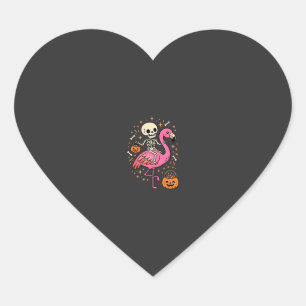 Halloween Flamingo Skeleton Candy Bucket Vector De Heart Sticker