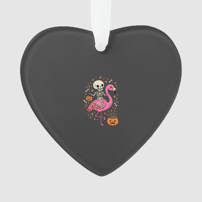 Halloween Flamingo Skeleton Candy Bucket Vector De Ornament (Front)